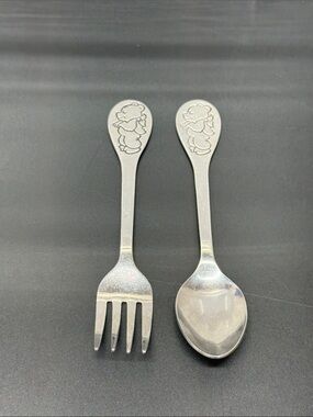 VTG Tommee Tippee Winnie the Pooh Fork Spoon Stainless Toddler Child